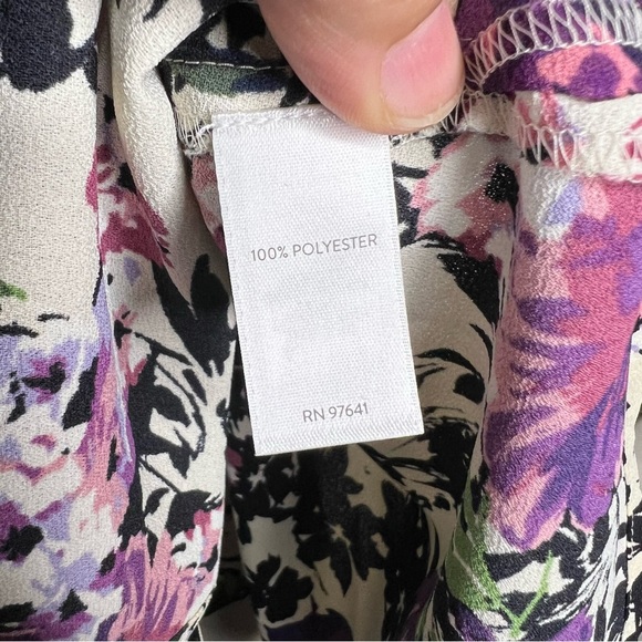 J Jill Relaxed Shirttail Blouse Oat Floral button Down Shirt Pocket XL - Picture 10 of 12